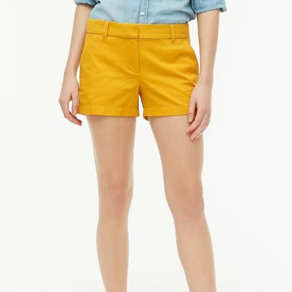 J. Crew Chino Broken In Shorts Size 6 Yellow - Picture 1 of 4